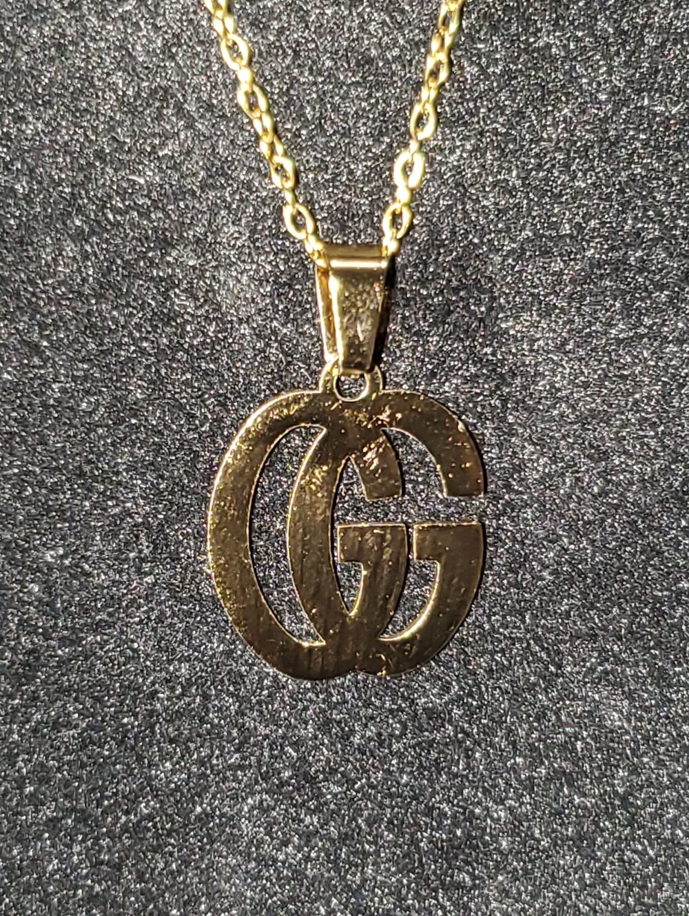 Gold Tone Double G Interlocking Pendant With 18" Necklace